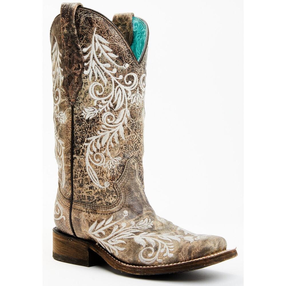 NEW Corral Glow In Dark Western Boots Square Toe Embroidered‎ Cowgirl Rodeo SZ 8